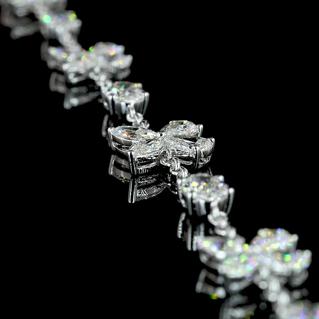 5.07 Cts 14k White Gold Mix Shape Station Line Tennis Necklace - Image 2