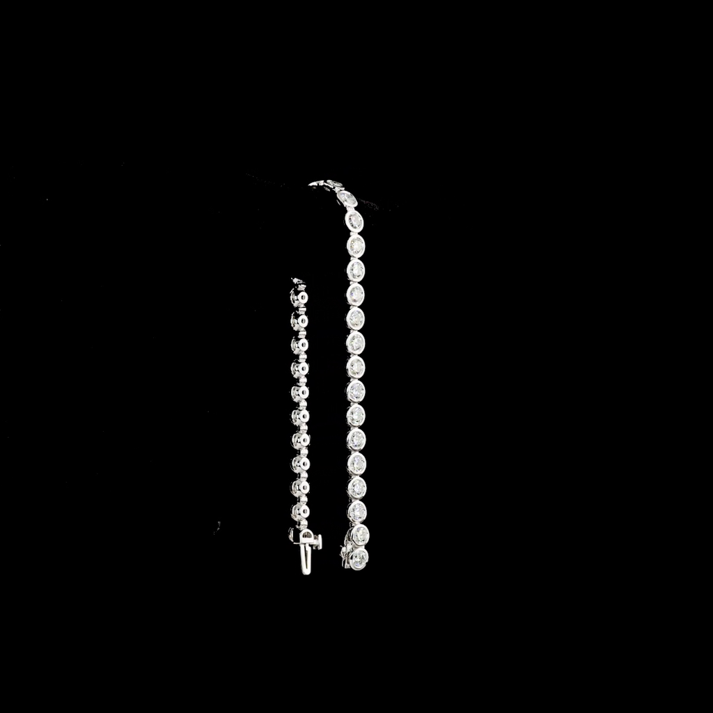6.76 Cts 14k White Gold Round Shape Tennis Bracelet - Image 3