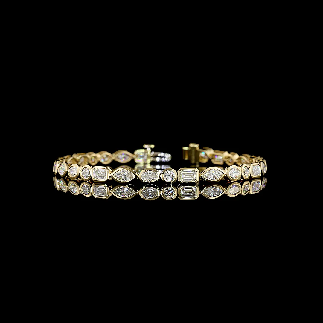 6.58 Cts 14k Yellow Gold Mix Shape Tennis Bracelet - Video