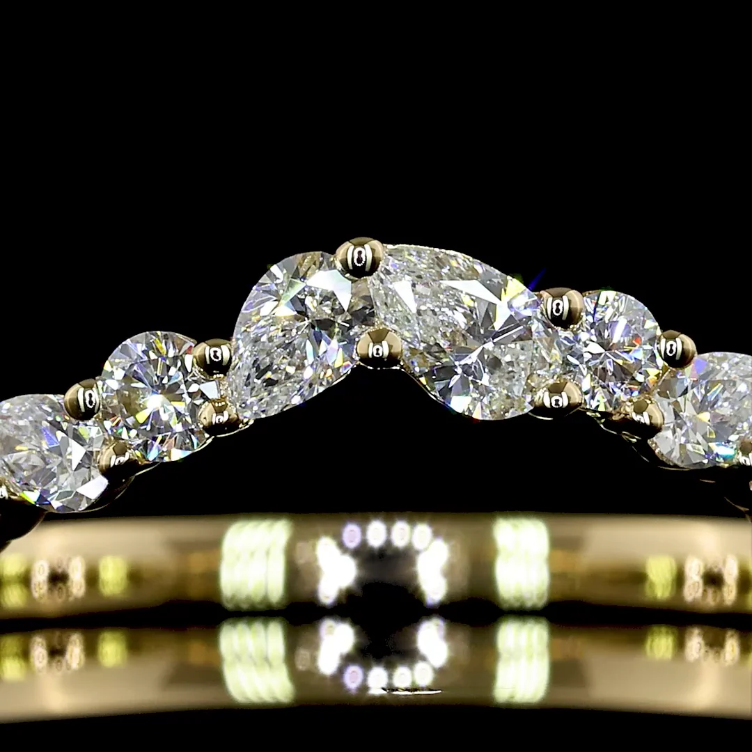 0.45 Cts 14k Yellow Gold Mix Shape Half Eternity Eternity Band - Image 3