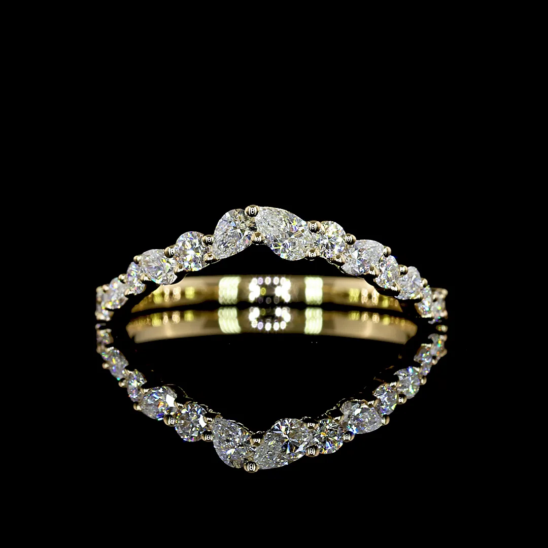 0.45 Cts 14k Yellow Gold Mix Shape Half Eternity Eternity Band - Video