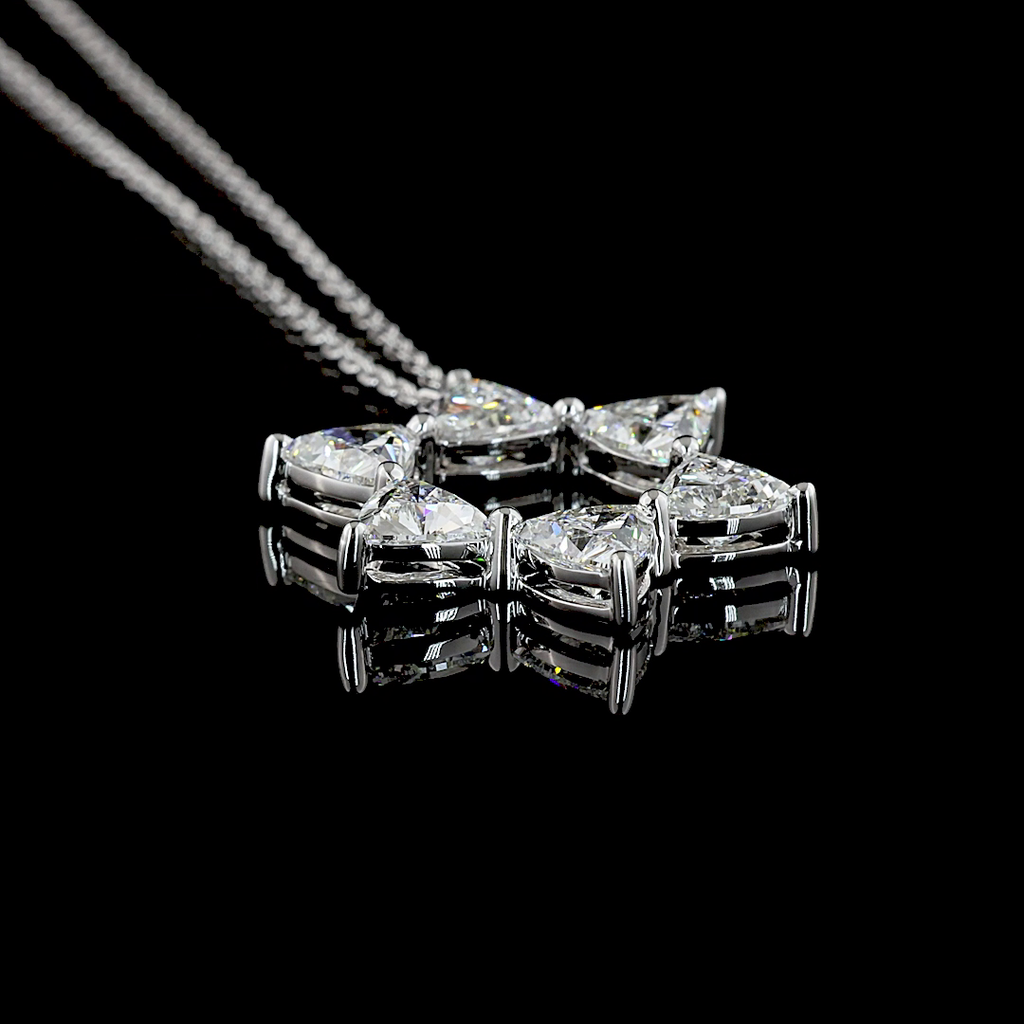 1.89 Cts 14k White Gold Triangle Shape Pendant Pendant - Image 2