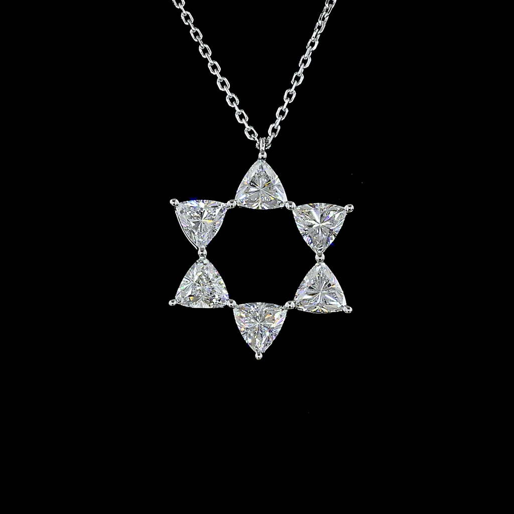 1.89 Cts 14k White Gold Triangle Shape Pendant Pendant - Image 3