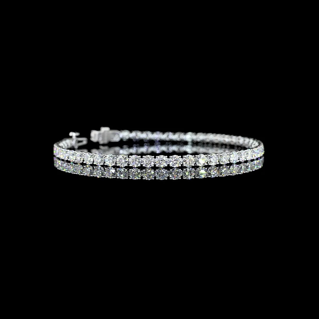 7.09 Cts 14k White Gold Round Shape Tennis Bracelet - Video