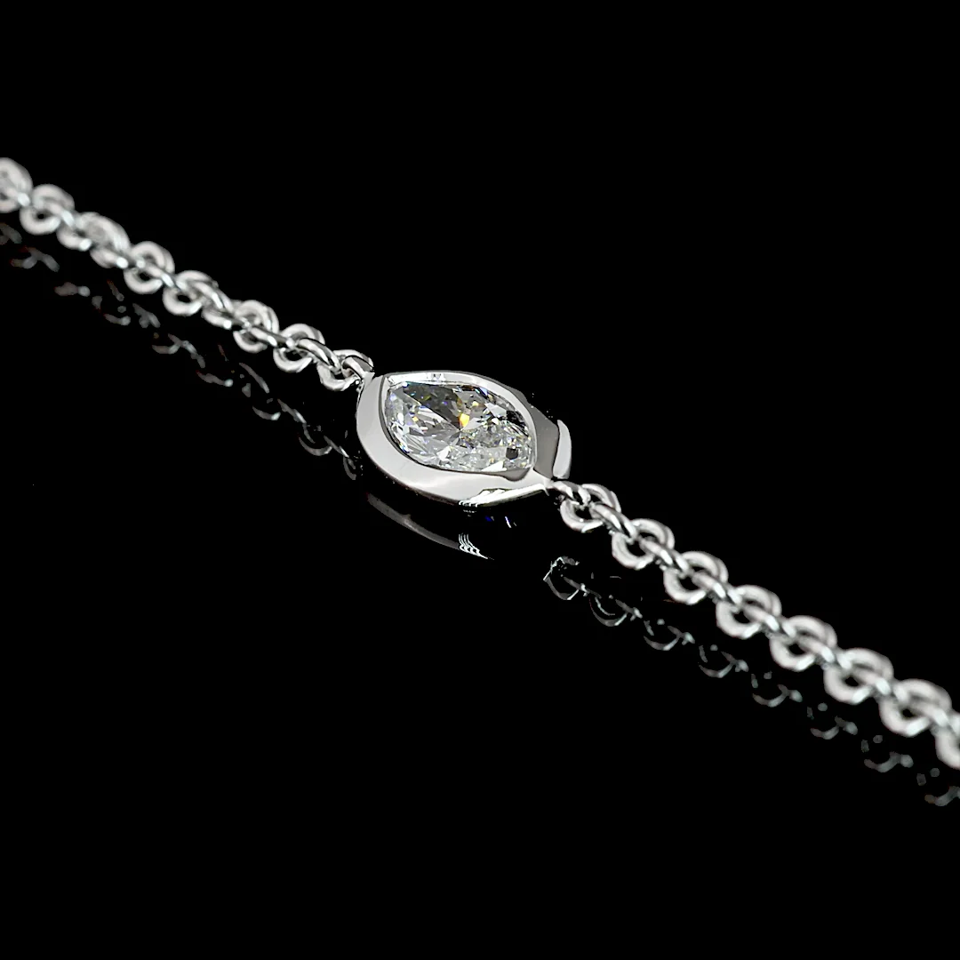 3.14 Cts 14k White Gold Marquise Shape Station Necklace - Image 4