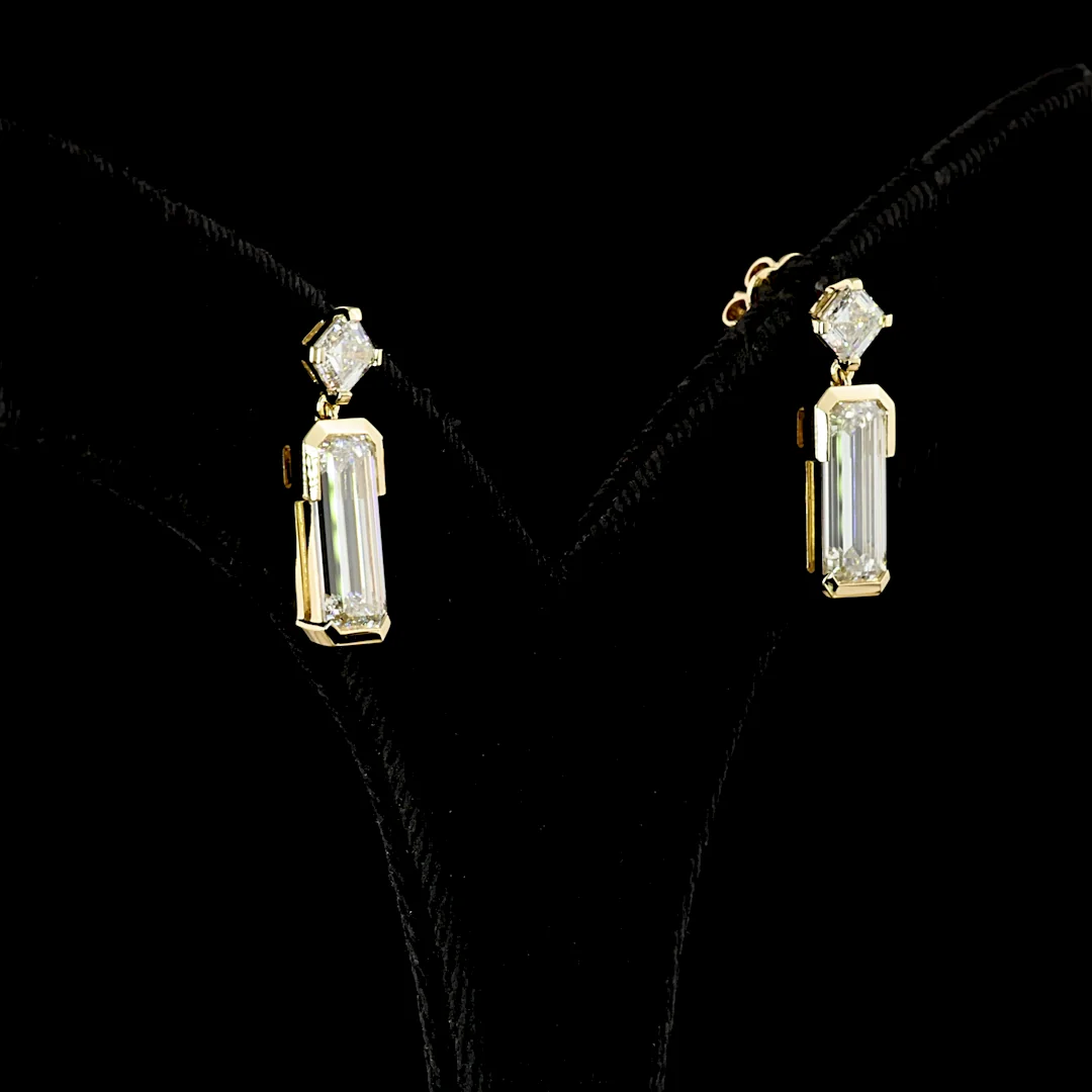 4.79 Cts 14k Yellow Gold Mix Shape Hanging Earring - Image 4