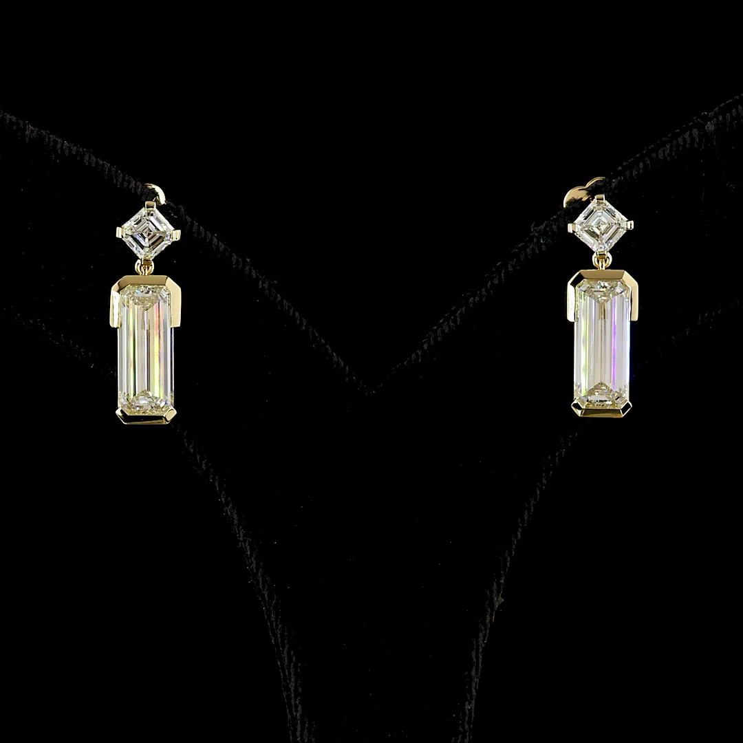4.79 Cts 14k Yellow Gold Mix Shape Hanging Earring - Video