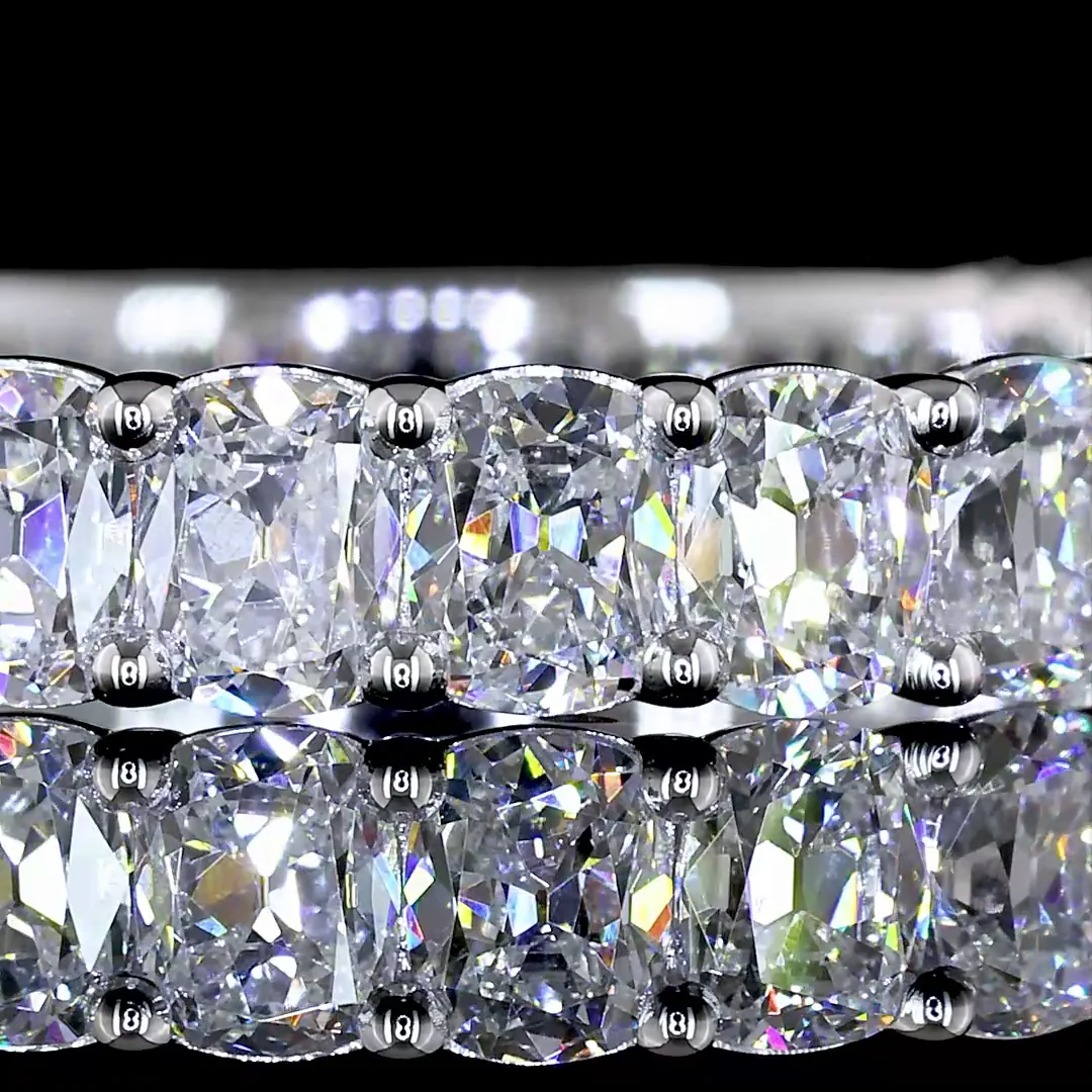 1.98 Cts 14k White Gold Antique Cushion Shape 3/4 Band Eternity Band - Image 3