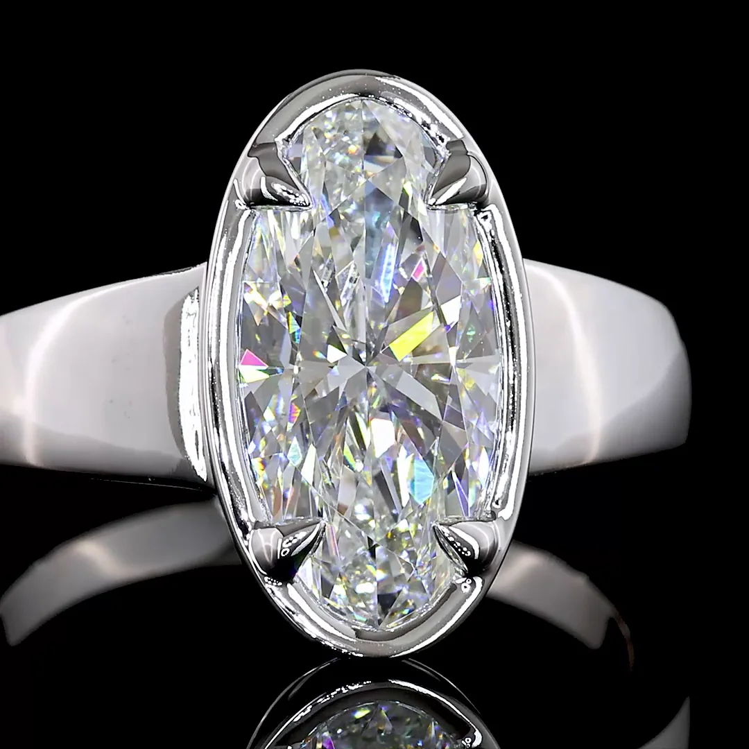 2.12 Cts 14k White Gold Oval Shape Solitaire Ring - Image 3