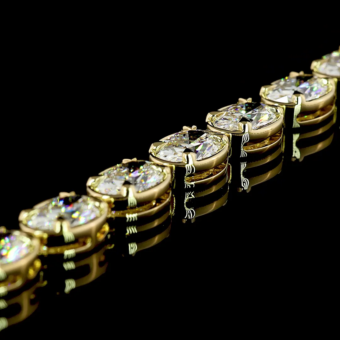 33.87 Cts 14k Yellow Gold Oval Shape Tennis Necklace - Image 4