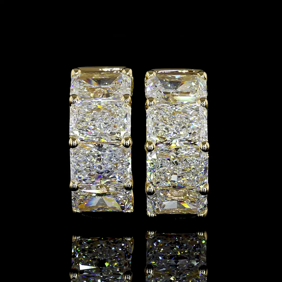 4.1 Cts 14k Yellow Gold Radiant Shape Huggies Earring - Image 3