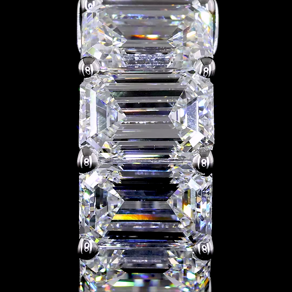 4.27 Cts 14k White Gold Emerald Shape Huggies Earring - Image 3