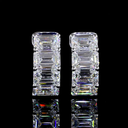 4.27 Cts 14k White Gold Emerald Shape Huggies Earring - Video
