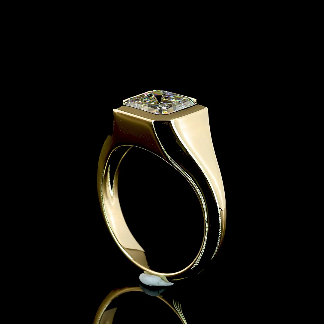 3.02 Cts 14k Yellow Gold Asscher Shape Solitaire Ring - Image 2