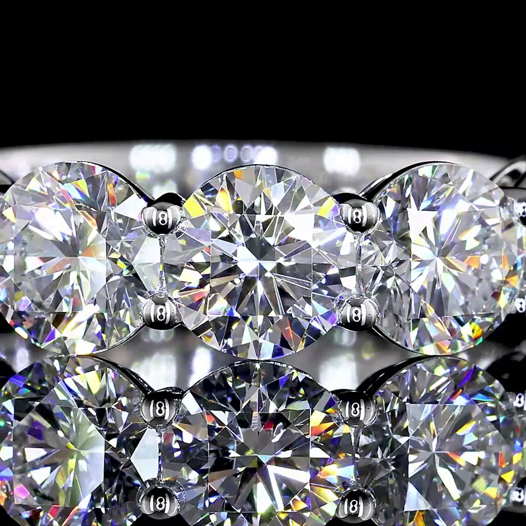 3.97 Cts 14k White Gold Round Shape Half Eternity Eternity Band - Image 4