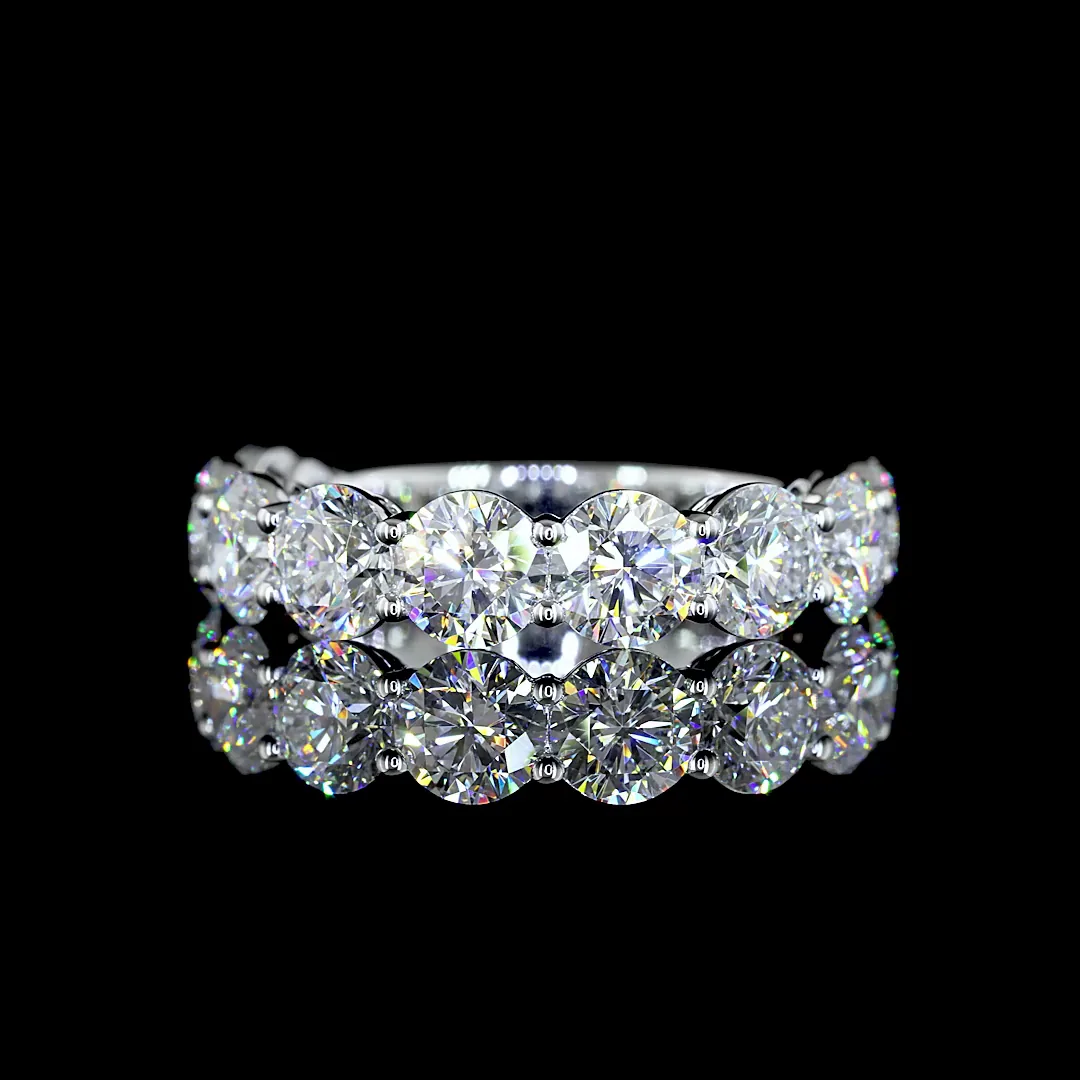 3.97 Cts 14k White Gold Round Shape Half Eternity Eternity Band - Video