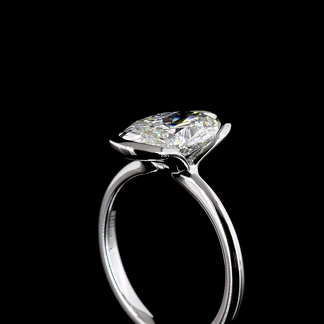 3.02 Cts 14k White Gold Oval Shape Solitaire Ring - Image 2