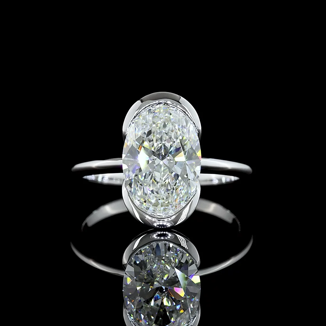 3.02 Cts 14k White Gold Oval Shape Solitaire Ring - Video