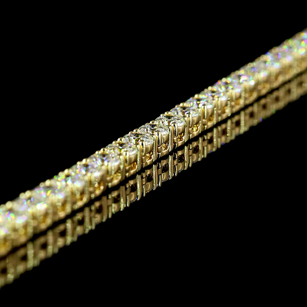 12.41 Cts 14k Yellow Gold Round Shape Tennis Necklace - Image 2