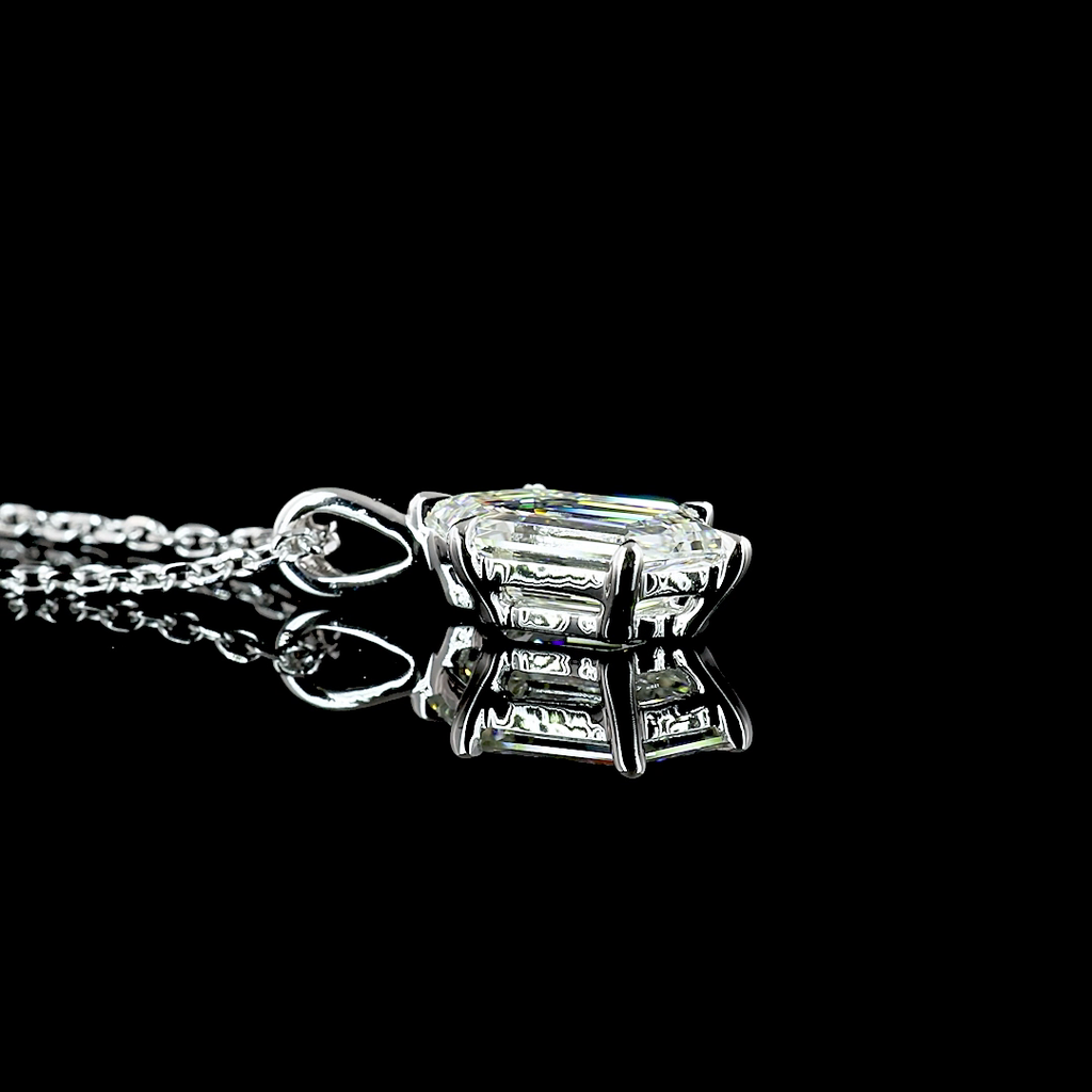 1.06 Cts 14k White Gold Step Marquise Shape Solitaire Pendant - Image 2