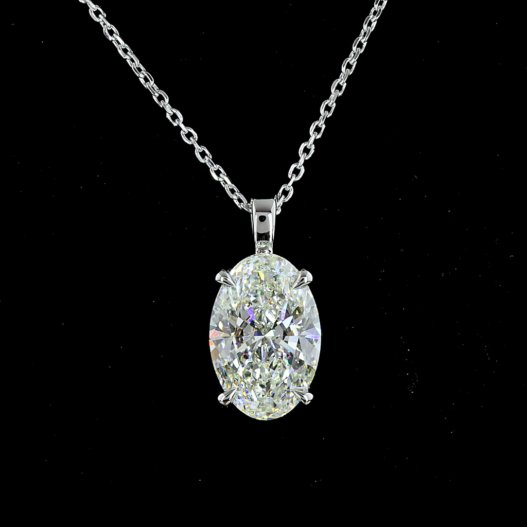 2.9 Cts 14k White Gold Oval Shape Solitaire Pendant - Image 3