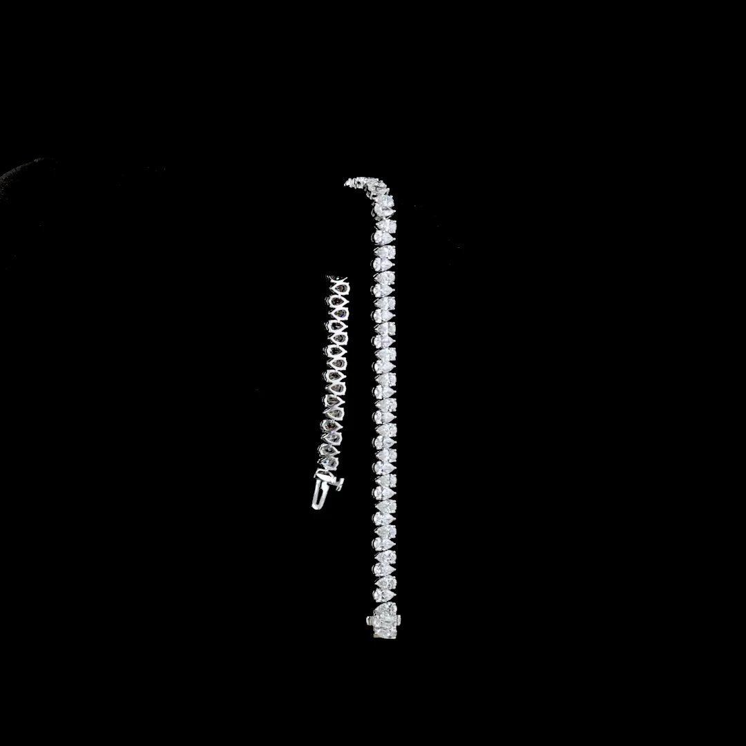 9.19 Cts 14k White Gold Pear Shape Tennis Bracelet - Image 3