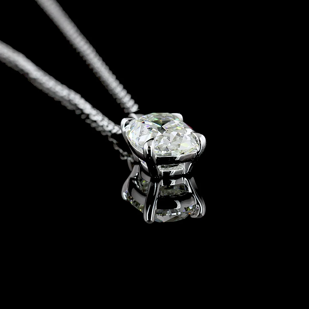 1.58 Cts 14k White Gold Antique Cushion Shape Solitaire Pendant - Image 2