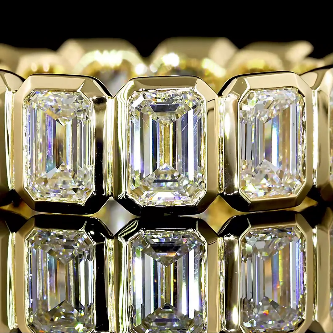 5.42 Cts 14k Yellow Gold Emerald Shape Eternity Band Eternity Band - Image 3