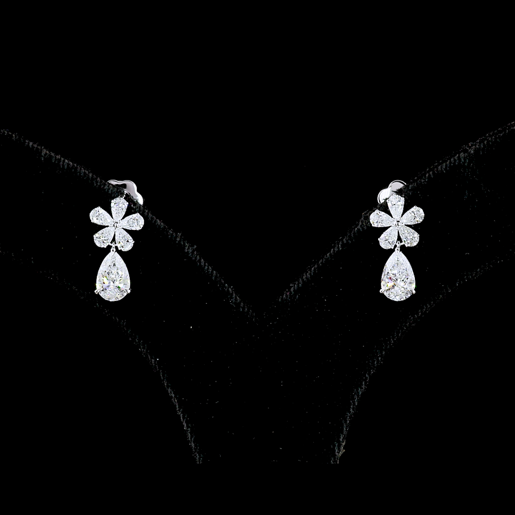 1.97 Cts 14k White Gold Pear Shape Hanging Earring - Image 3