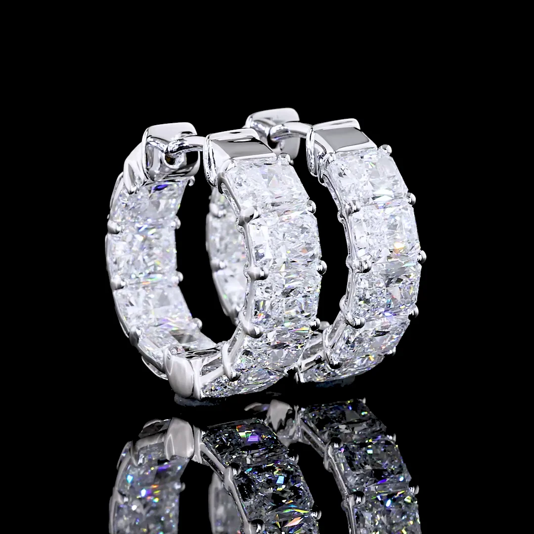 4.07 Cts 14k White Gold Radiant Shape Hanging Earring - Video