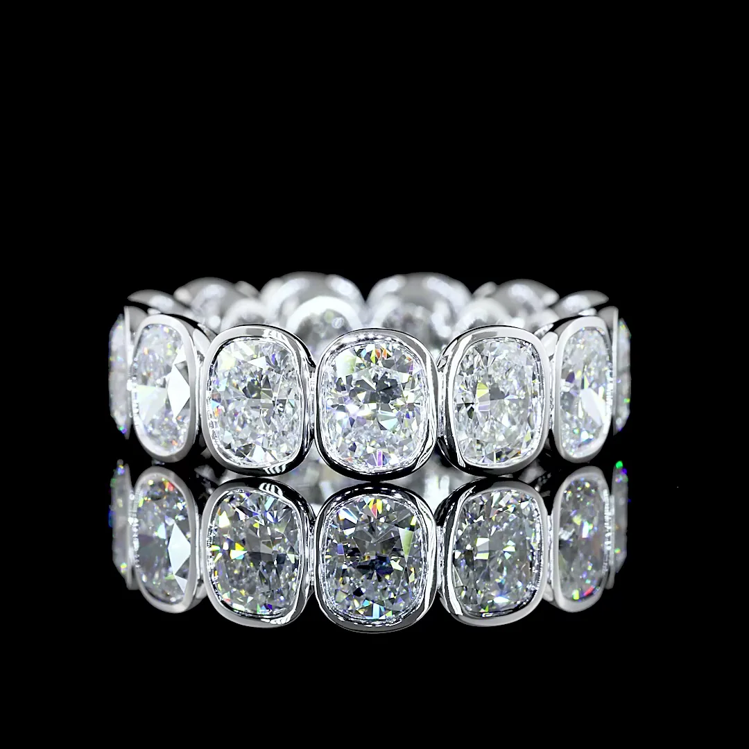 7.33 Cts 14k White Gold Cushion Brilliant Shape Eternity Band Eternity Band - Video