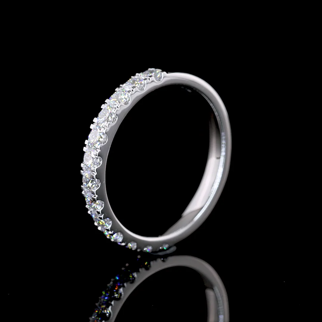 0.69 Cts 14k White Gold Round Shape Half Eternity Eternity Band - Image 4