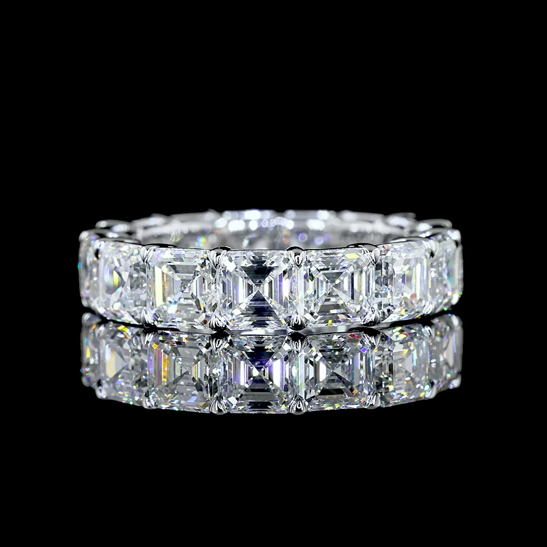 7.03 Cts 14k White Gold Asscher Shape Eternity Band Eternity Band - Video