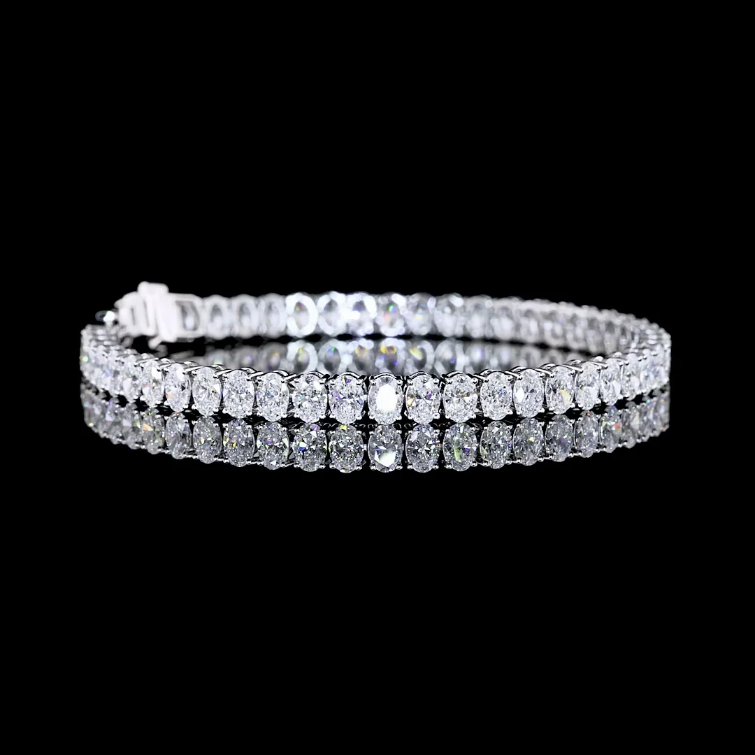 11.08 Cts 14k White Gold Oval Shape Tennis Bracelet - Video