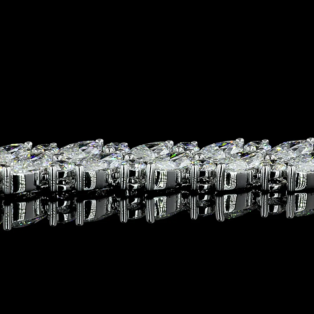 37.85 Cts 14k White Gold Marquise Shape Tennis Necklace - Image 4