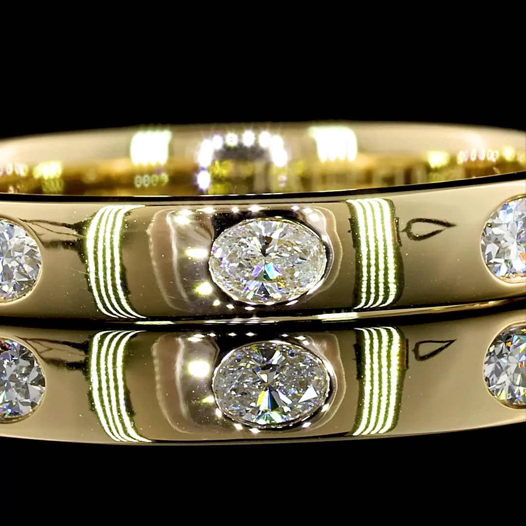 0.4 Cts 14k Yellow Gold Oval Shape 3/4 Band Eternity Band - Image 3