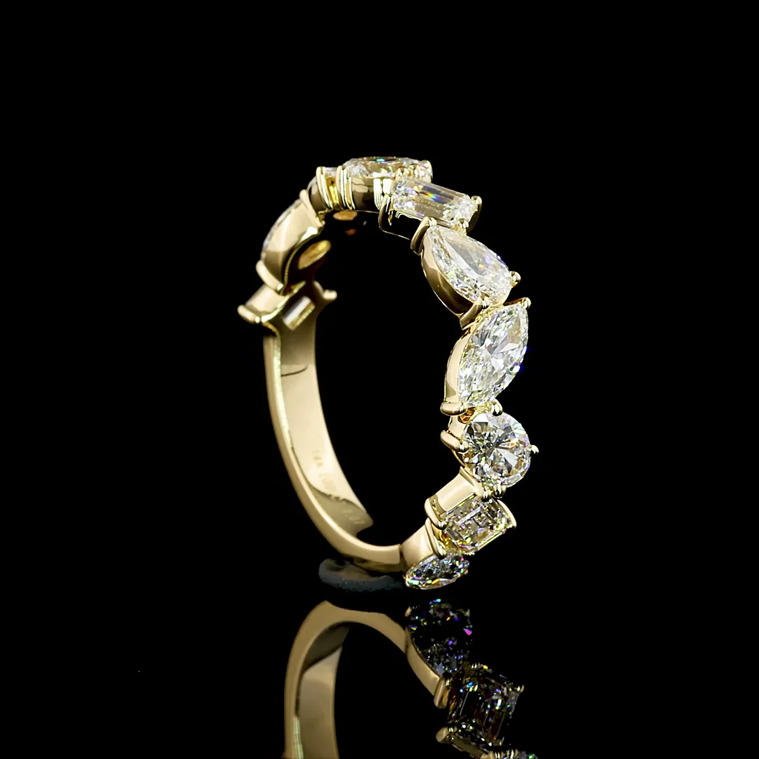 2.19 Cts 14k Yellow Gold Mix Shape 3/4 Band Eternity Band - Image 2