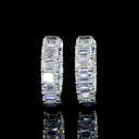 3.14 Cts 14k White Gold Emerald Shape Huggies Earring - Image 2