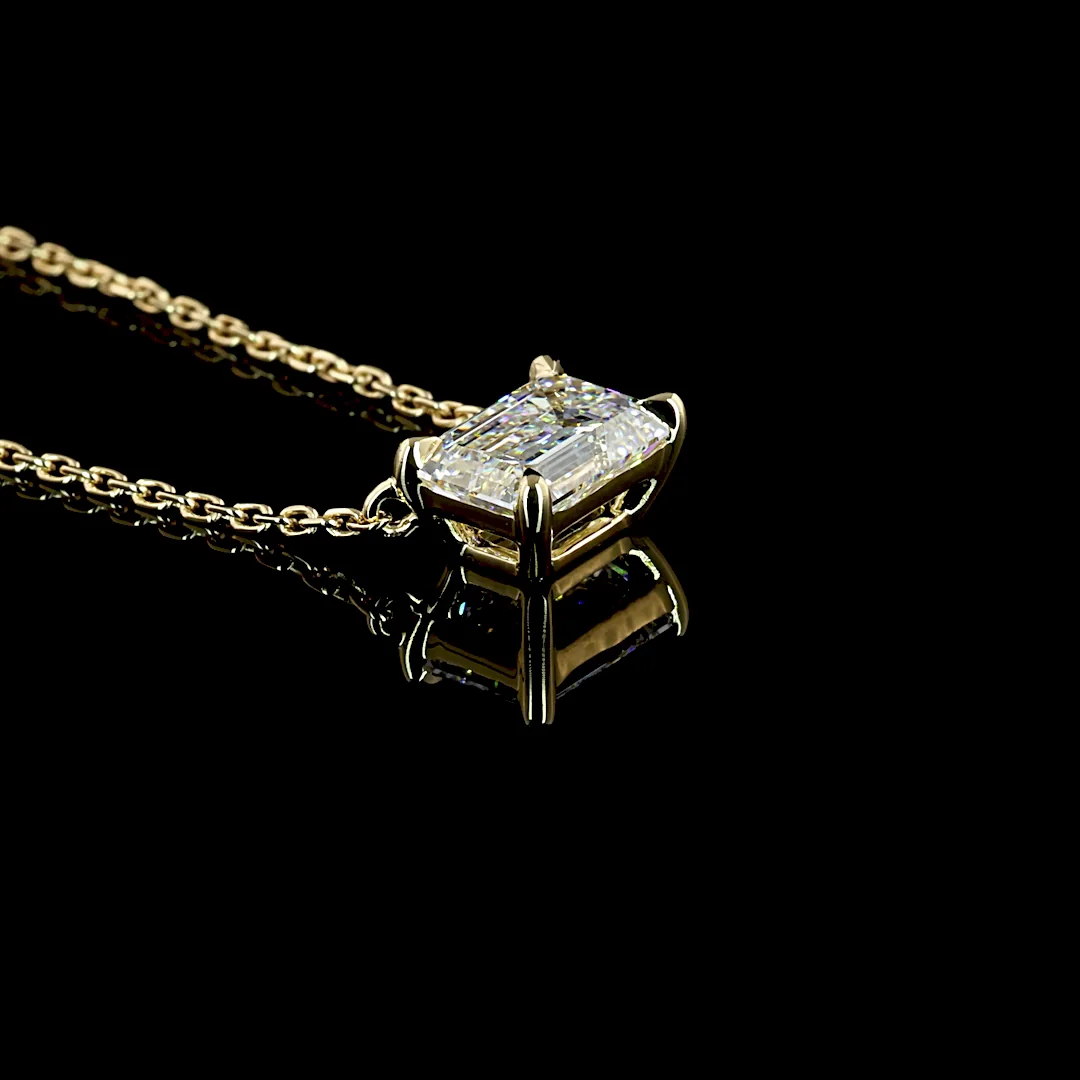 1.06 Cts 14k Yellow Gold Emerald Shape Solitaire Pendant - Image 2