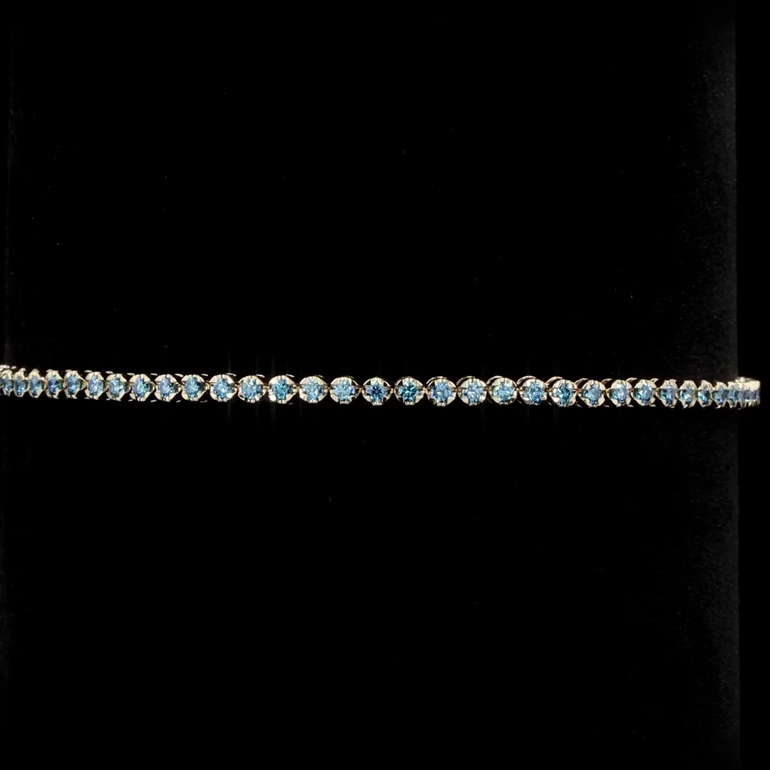 0.93 Cts 14k Yellow Gold Round Shape Tennis Bracelet - Image 2