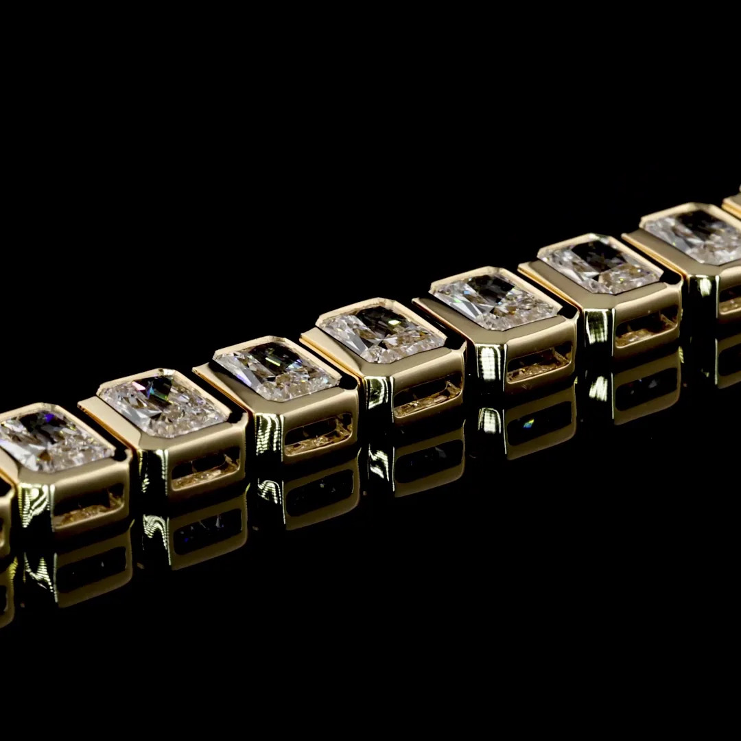 11 Cts 14k Yellow Gold Radiant Shape Tennis Bracelet - Image 3