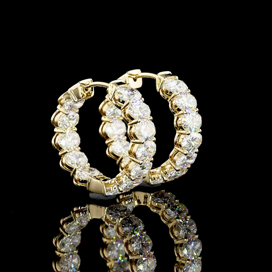 5.17 Cts 14k Yellow Gold Oval Shape Huggies Earring - Video