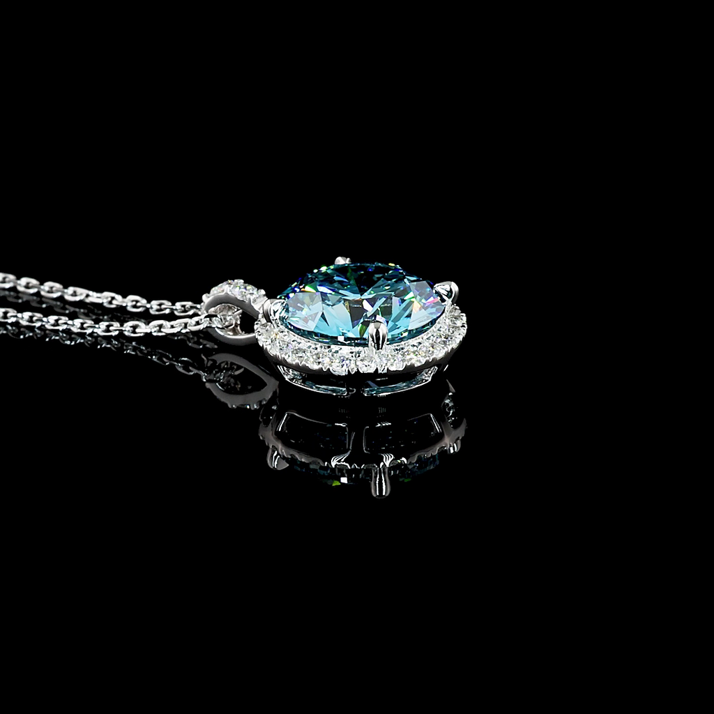 3.39 Cts 14k White Gold Round Shape Halo Pendant - Image 3