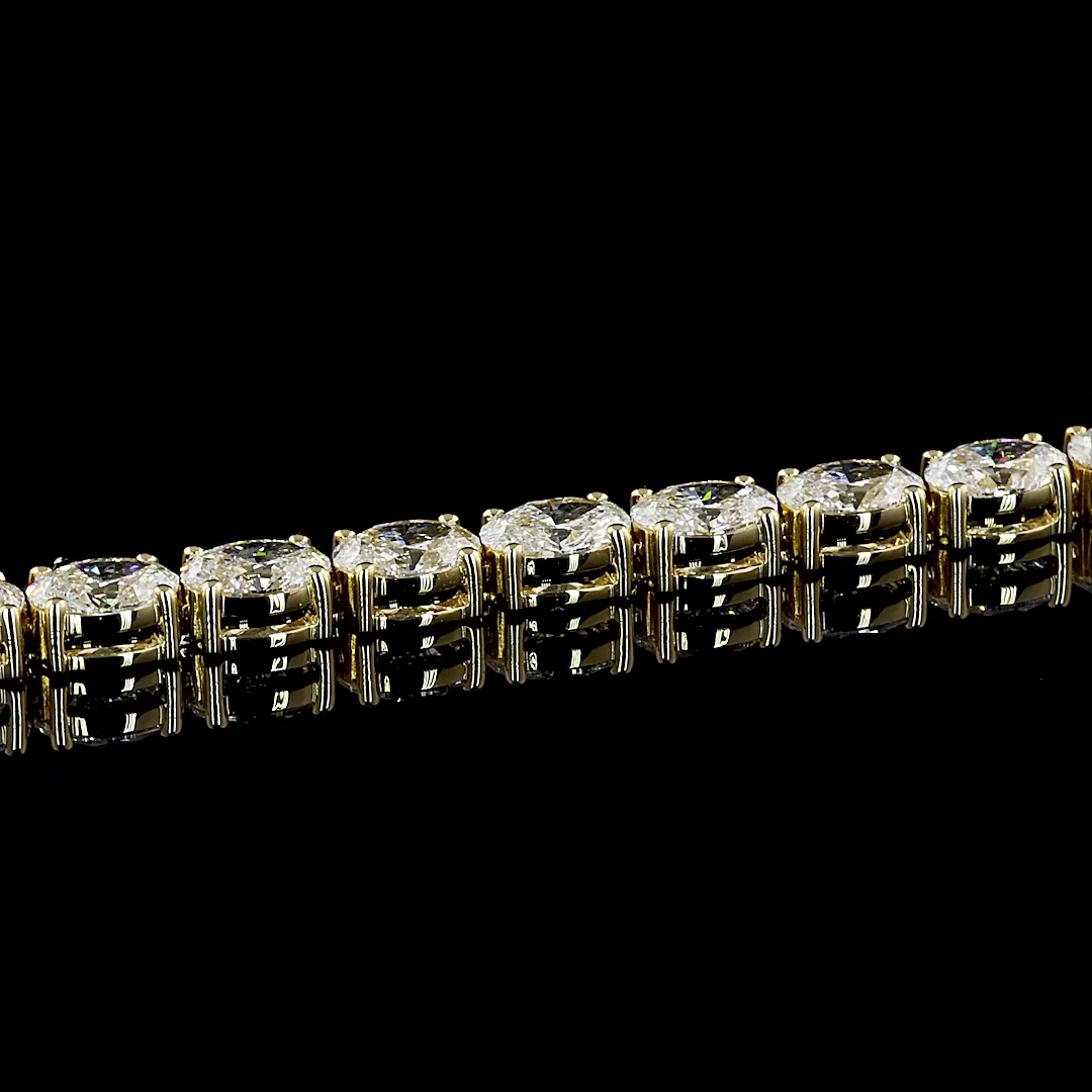 10 Cts 14k Yellow Gold Oval Shape Tennis Bracelet - Image 3