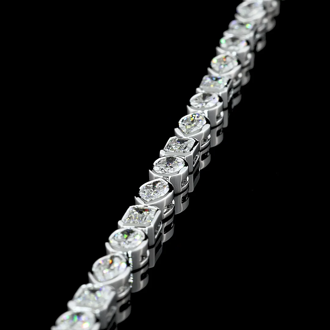 8.45 Cts 14k White Gold Mix Shape Tennis Bracelet - Image 3