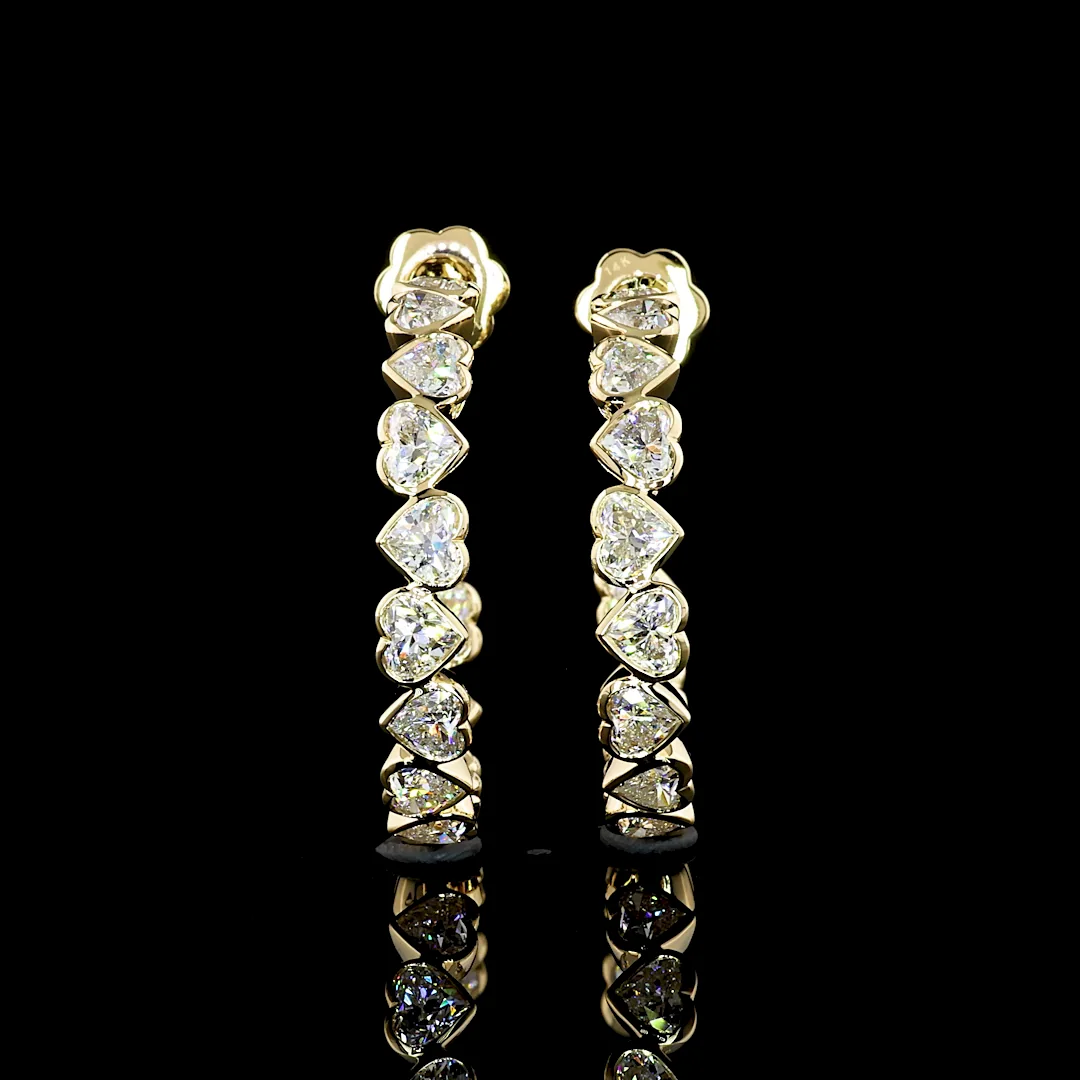 6.62 Cts 14k Yellow Gold Heart Shape C Hoops Earring - Image 2