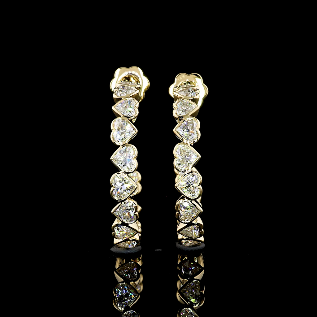 6.62 Cts 14k Yellow Gold Heart Shape C Hoops Earring - Image 2