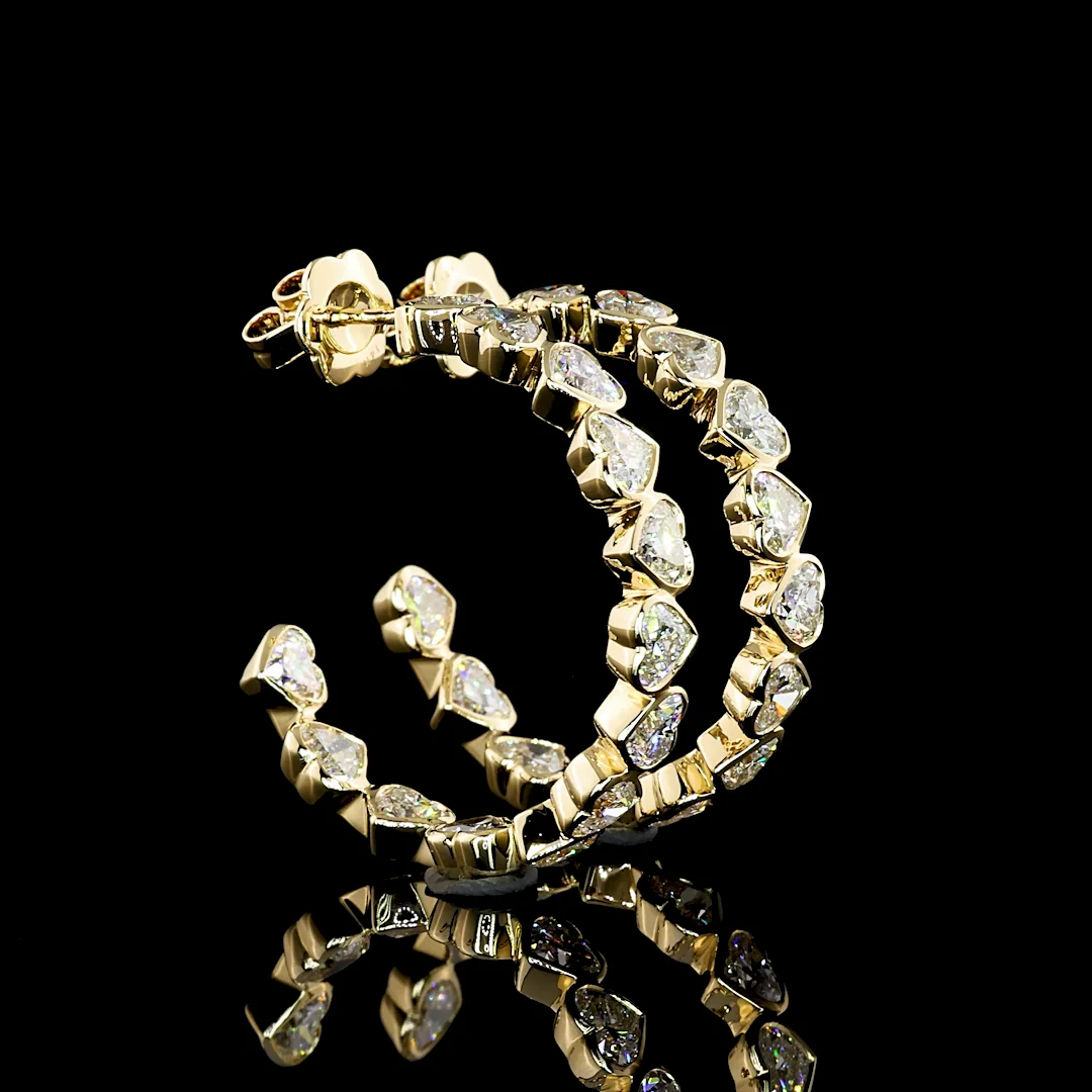 6.62 Cts 14k Yellow Gold Heart Shape C Hoops Earring - Video