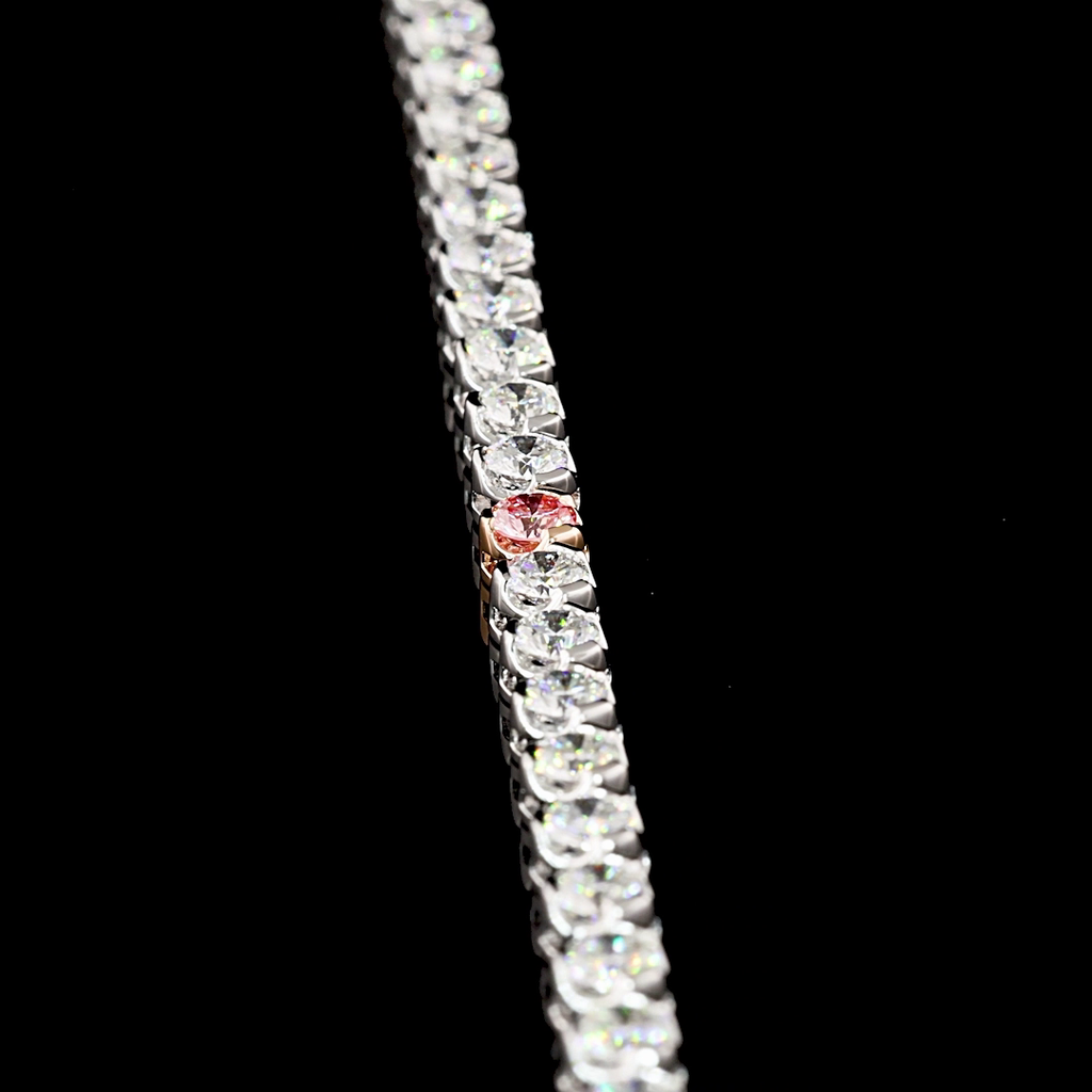 10.73 Cts 14k Two Tone Round Shape Tennis Necklace - Image 3