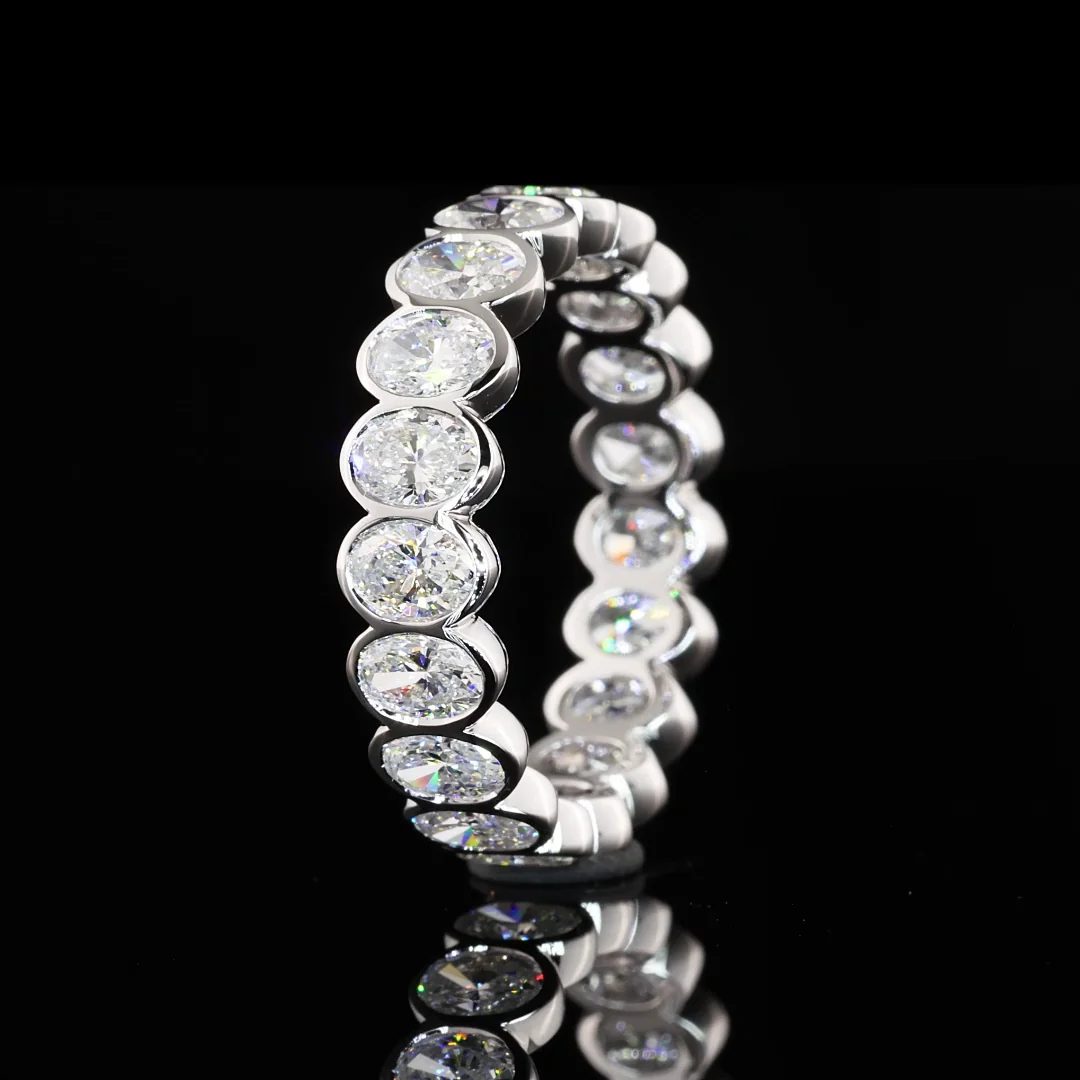 2.93 Cts 14k White Gold Oval Shape Eternity Band Eternity Band - Image 4